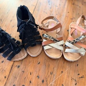 FabKids Black and Gold Sandals Set